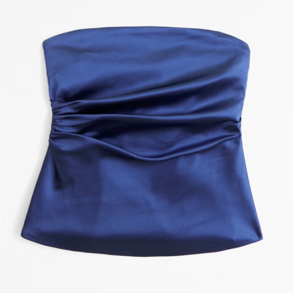 Abercrombie & Fitch Blue Satin Long length Tube Top Medium NWT